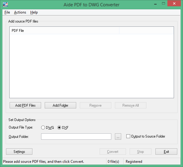 Aide PDF to DWG Converter