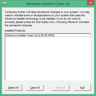 Windows Installer CleanUp Utility