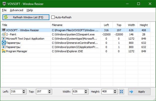 VovSoft Window Resizer